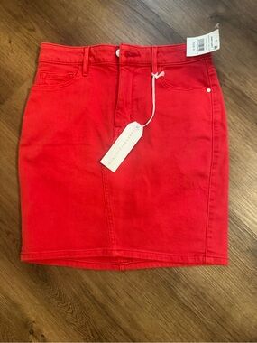 Sanctuary Red Denim Pencil Skirt